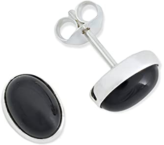 Ohrstecker 925 Silber Onyx schwarzer Stein Edelstein Ohrringe echt Silber Damen Sterling Silber Stecker Geschenk(MOS-040-03)