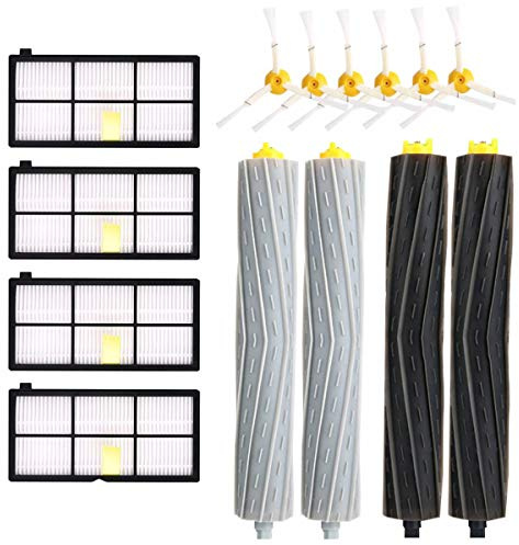 YanBan Kit di ricambio per iRobot Roomba 960 980 990 900 890 896 885 886 865 866 800 805 860 861 870 871 880 accessori kit con 6 spazzole laterali + 4 filtri HEPA + 2set/4 rulli