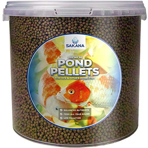 SAKANA Pond Fish Pellets | Premium Quality Aquatic Food Mixture | Healthy and Nutritious Daily Feed for Ornamental Cold-Water Aquarium Fish | Easily Digestible & Great Source of Vitamins (1L)