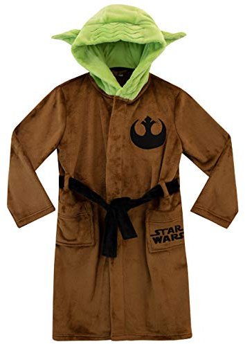 Star Wars Boys Dressing Gown | Yoda Fleece Dressing Gown | Boys Bathrobe Brown Age 9 to 10 Years