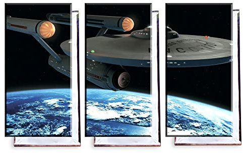 Unified Distribution Raumschiff Enterprise - Dreiteiler (120x80 cm) Kunstdruck auf Leinwand • erstklassige Druckqualität • Dekoration • Wandbild