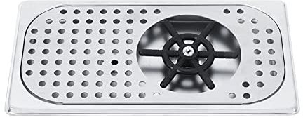 Sorand Rondelle à gobelet, 114 mm de diamètre 201 Rince-pichet en Acier Inoxydable Pratique Lait Thé Tasse Rondelle Nettoyant Rince-Verre G1 / 2po Connecteur de Filetage, pour hôtel/café/Maison