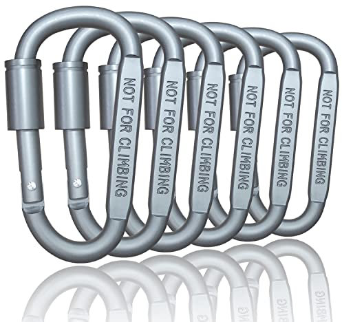 Locking Carabiner,Aluminum D-ring Carabiner keyring Keychain Clips for Outdoor Camping Traveling Fishing Backpack Key Chain Heavy Duty Screw Gate Lock Hooks 6pcssliver