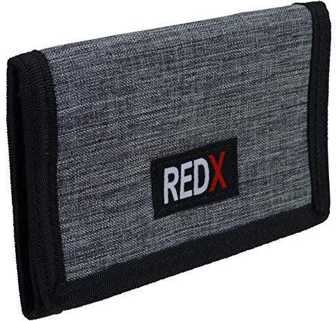 RED X Hommes Garçons Trois Plis Sports Carte Porte-Monnaie Toile - Gris, Please See Dimensions