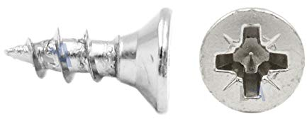 1000 Schrauben 3,5 x 10 mm Vollgewinde IROX Stahl vernickelt Kreuzkopf Pozidriv PZD flach flach Spanplattenschraube 3,5 x 10 Spanplatten