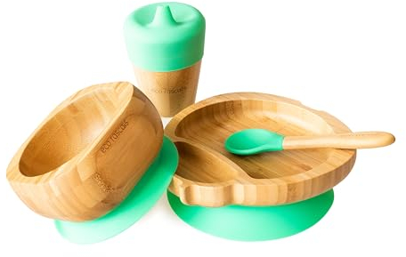 eco rascals 793591755823 Plato Infantil, Bambú, Verde