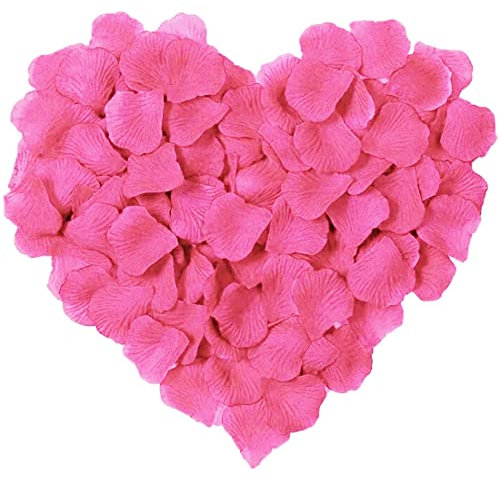 Pétales rose artificiels 1000 pièces décoration romantique pour mariage et chambre à coucher - beaux pétales rose comme cadeau d'anniversaire pour lui - décoration d'anniversaire fantastiqu(pink)