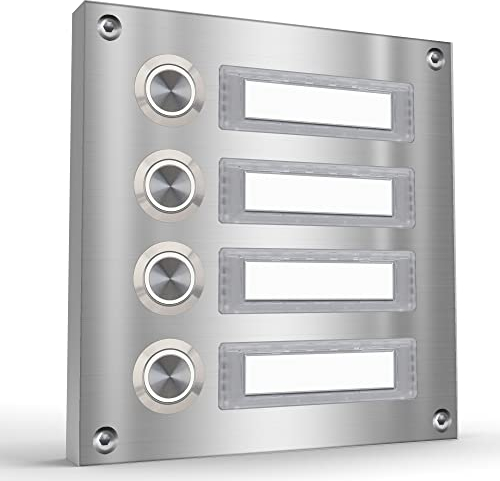 Aufputz Türklingel Edelstahl Aufputzklingel Mehrfamilien Klingeltableau Mehrfamilienhaus (4-Familien)