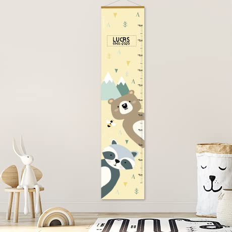 Gutmarkiert – Personalisierte Messlatte für Kinder mit Namen & Geburtsdatum zum aufhängen – Süße Messlatten für Baby- & Kleinkinderzimmer – Messlatte für Kinder aus Papier – Bären-Design