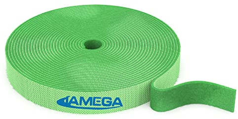 JAMEGA – 10m Klett Kabelbinder Rolle – 15mm Breit Frei zuschneidbar wiederverwendbare Klettkabelbinder auf Rolle | Klettband Klettbandrolle Klettverschluss Kabelorganizer Kabelmanagement - Grün