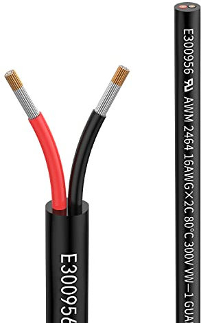 Matugajp 16awg 2×1.3mm² Electrical wire 2 Conductor Extension Cable 6.56ft/2Meters UL2464 DC 5V/12V/24V/300V 16 Gauge oxygen free Stranded Tinned Copper wire