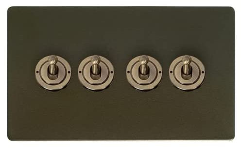 Soho Lighting Bronze 4 Gang Dimming Toggle Light Switch | Dim Lights with a Toggle Switch | Multi-Location Dimming, New Technology, Indoor Lighting, Wall Light Switch