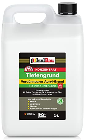 Isolbau 5 L Tiefengrund Konzentrat 1:4 - Verdünnbarer Acryl-Grund für Innen & Außen - Grundierung für Beton, Putz, Gips uvm