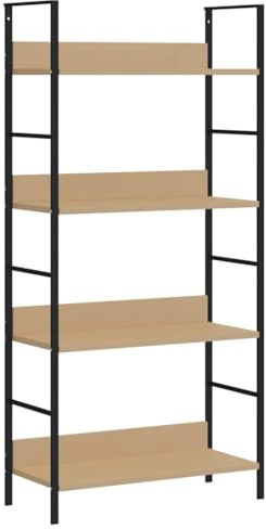 vidaXL Bücherregal 4 Regalböden Standregal Metallregal Küchenregal Schuhregal Bücherschrank Regal Eiche-Optik 60×27,6×124,5 Holzwerkstoff