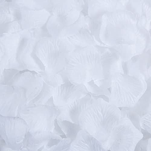 Haobase Lot de 2 000 pétales de rose artificiels pour Saint-Valentin, demande en mariage, décoration de table (blanc)