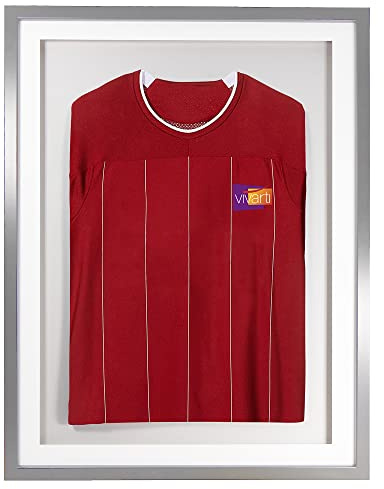 Vivarti DIY Sports Shirt Display Silver Frame (Adult, 60 x 80cm - Silver Frame, White Mount, White Backing Card)