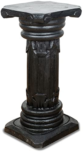 livasia Säule aus Albiziaholz, dekorative balinesische Holzsäule, Blumenpodest aus Indonesien, Handarbeit 22x40 cm (Schwarz)