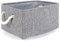 Polly Online Closet Storage Bins,Small Laundry Baskets,Linen Foldable Storage Baskets with Handles for Clothes Toys Home Office Storage(M,Grey)