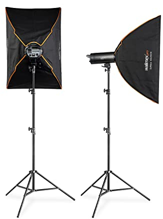 Walimex Pro Stager 600 HSS Set Double - leistungsstarker Studioblitz mit 2,4 GHz Empfänger, HSS-Modus, 600 Ws, Kurze Abbrennzeit, LED-Einstelllicht, für Profifotografen