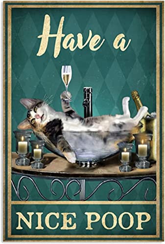 Bioprocess Poster mit Aufschrift Have A Nice Poop Cat, Vintage-Wandkunst, Metallschild, 20,3 x 30,5 cm