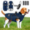LOVPET® Hundejacke Hundemantel mit Geschirr, inkl. 45 Stück Kotbeutel + Spender, Hunde Winterweste gefüttert wasserdicht, Gepolsterte Weste Mit Brustgurt, Reflektoren, D-Ring 3XL, Navyblau