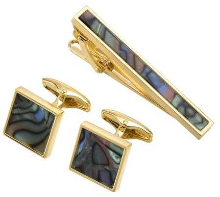 Homxi Manschettenknöpfe und Krawattennadel Set,Herren Krawattenklammer Kupfer Rund Herren Manschettenknöpfe Gold