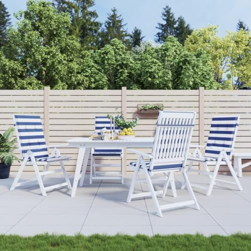 INLIFE Hochlehner-Auflagen 4 STK. Blau & Weiß Gestreift Stoff,2,35 KG,361254