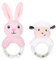 Lot de 2 hochets pour enfants, jouets sensoriels pour enfants, hochets pour enfants, mignons hochets en forme d'animal en peluche, adaptés aux enfants de 0 à 12 mois
