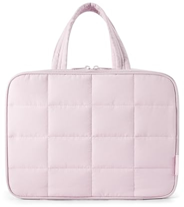 BAGSMART Kulturbeutel zum Aufhängen, Kulturtasche für Damen, Kosmetiktasche Groß, Toilettentasche Damen Reise Schmuck Organizer, Puffy Makeup Bag Organizer, Rosa