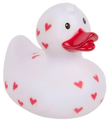 MIJOMA Quietsche-Ente Badeente | Niedliche Schwimmenten für Kinder & Erwachsene | Hochwertiges, langlebiges Material | ca. 10 cm (Liebe)