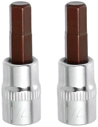 2PCS Juttzzei Hex Bit Socket, 1/4 Drive x H6 (6mm) Allen Key Socket, Premium S2 Alloy Steel 6mm Hex Bit with 1.5 Length for Torque Wrench, Ratchet Wrench, Impact Power Drills
