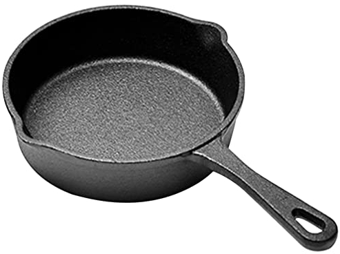 SHOUKAII Padella in ghisa da 5,5 pollici, padelle antiaderenti con doppi beccucci antigoccia, for fornello, forno, grill sicuro, wok for interni ed esterni