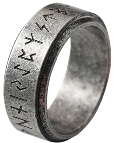 VELESAY Edelstahl Viking Herren Ring - Nordische Mythologie Rune Ring Punk Biker Gothic Vintage Schmuck Silber US11