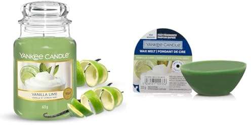 Yankee Candle Scented Candle | Vanilla Lime Large Jar Candle | Long Burning Candles: up to 150 Hours & Wax Melts, Vanilla Lime, Up to 8 Hours of Fragrance, 1 Count, Green