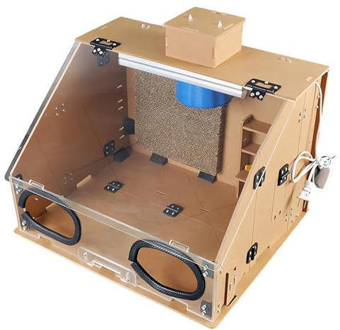 ZHIXUMM Cabina De PulverizacióN De Pintura, Kit De Cabina De AeróGrafo PortáTil, Cabina De PulverizacióN PortáTil para AeróGrafo con IluminacióN Led para Pintura ArtíStica,Wood-50x43x36cm