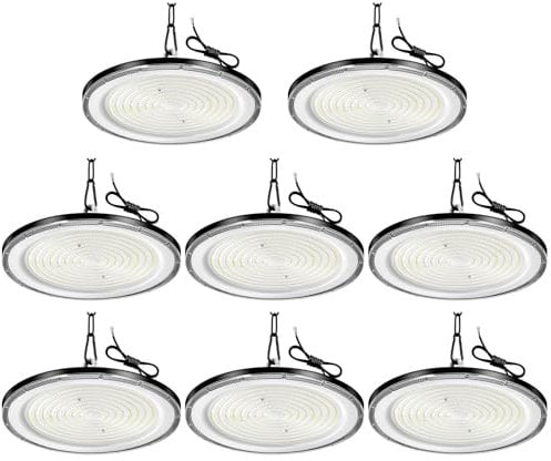 800W LED Werkstatt Deckenleuchte - 8er 6500K 80000LM LED Hallenstrahler, IP65 Wasserdichte Werkstatt Lampe mit Aufhängekette und Haken, LED Lampe Werkstatt decke für Fabriken, Garage, Lagerhaus