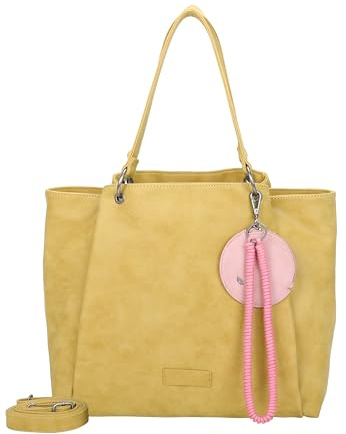 Fritzi42N Vintage Shopper Kunstleder Damen Handtasche Umhängetasche Festival City vegan abnehmbare Tasche Vintage-Waschung 33 x 45 x 18 cm – Schwarz, Rosa, Braun, Grün, Grau, Pink, Blau, Curry