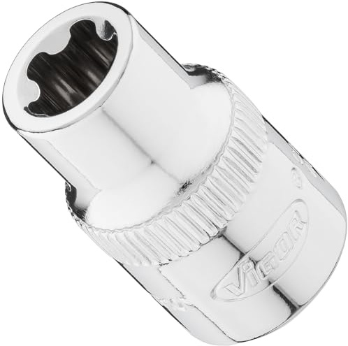 VIGOR Steckschlüsseleinsatz, V7920-EPR10, 3/8″, EPR Profil, SW E10+ | 3/8 Zoll (10 mm) Vierkant hohl, Antrieb 3/8 Zoll (10 mm) Vierkant hohl, Ø Abtrieb 13 mm, Ø Antrieb 17 mm, Länge l2 28 mm