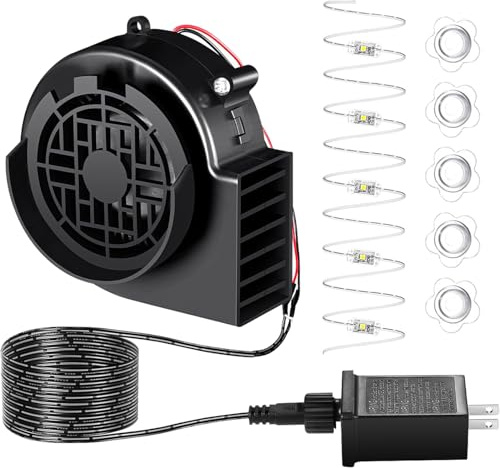 Inflatable Air Blower Replacement,Inflatable Air Fan Replacement with 5 LED Light String for Inflatables Costume Christmas Thanksgiving Halloween Yard Lawn Inflatables Outdoor BBQ Picnic Camping