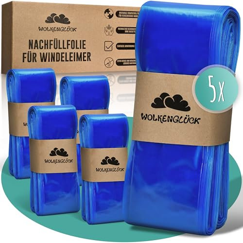 WOLKENGLÜCK® Windeleimer Nachfüllfolie [10er-Set in XXL-Länge] - kompatibel mit Windeleimer Nachfüllkassetten von Tommee Tippee, LittyCat, Chicco, Spross & Co. - reißfest & geruchsdicht