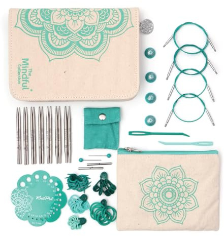 KnitPro The Mindful Collection Grace Interchangeable Circular Needle Set 4 (10cm) | 7 Sizes (3mm to 5mm)