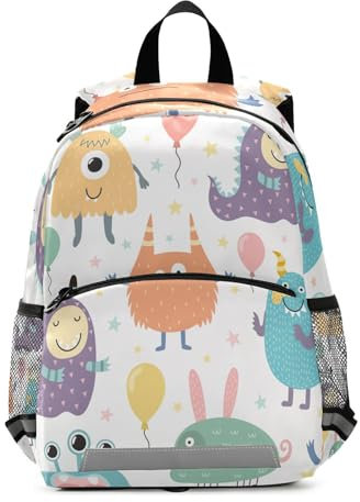 WDdZzyy Süßer Rucksack mit weißem Monster-Cartoon-Motiv, personalisierbar mit Leine, Büchertasche für Kinder, Mochilas de Moda Para Adolecentes, Niedlicher weißer Monster-Cartoon, Medium