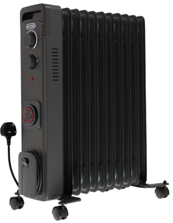 ECOSO Finn 2500W Anthracite UK Plug Oil Filled Electric Radiator - 620mm x 240mm