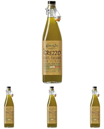 Costa d'Oro – Il Grezzo Olio extravergine di oliva non filtrato (Confezione da 4)