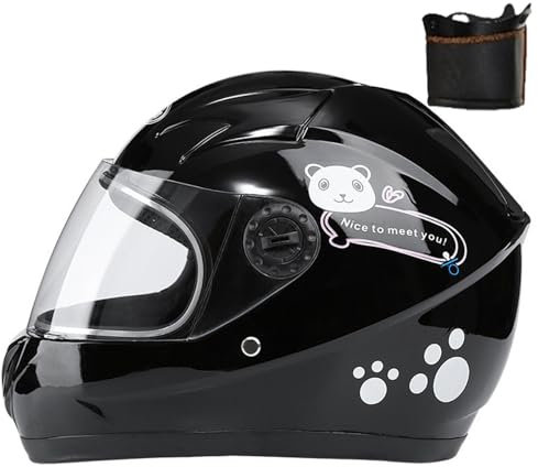 Casco Integral de Motocicleta para niños, Casco de Scooter Aprobado por ECE con Visera Solar y Bufanda extraíble, Casco de Scooter para niños y niñas de 3 a 12 años D,50-54CM