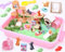 Magic Sand Geschenke Kinder 3-8 Jahre Sensorik Spielzeug , Tierpflege Zaubersand Koffer mit 1kg Knetsand, Katzefiguren Miniatur Hundehaus Möbel, 8 Sandform & 5 Sandwerkzeug, Spielsand Geschenk Kinder