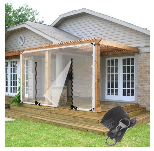VagxTbs Bâche Transparente Imperméable Exterieur, Bache Protection Bois Transparente Imperméable 0.35mm Bâche de Protection Polyvalente (7x3.5m)
