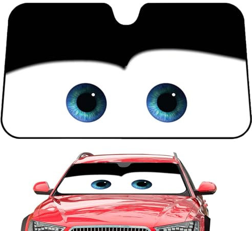 Auto Windschutzscheibe Abdeckung Frontscheibenabdeckung Cars Augen Auto Sonnenblende Frontscheibe Mit 2 Saugnapf, Faltbar Cartoon Augen Frontscheibe Sonnenschutz Visier, 130x70cm