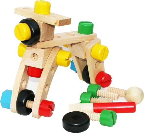 HYGRAD Kids 36Pcs Building Bolts & Nuts Toy DIY Building Blocks Educational Toy Childrens Creative Construction Kit Travel Toy For Ages 3+