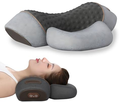 Kingbar elektrische nackenmassagegeräte mit Wärme, Massage Nacken, 3-in-1-Massagekissen, Verstellbares Memory-Schaum-Kissen, Entspannungskissen Für Nacken, Pillow Massage Neck Hump, Gray